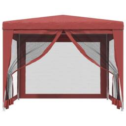 Berkfield Home Party Tent with 4 Mesh Sidewalls Red 3x3 m HDPE - thumbnail 3