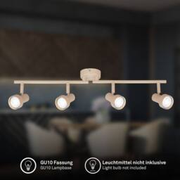 BRILONER Beige 4 Light Adjustable Metal Ceiling Spotlight for GU10 Bulbs - thumbnail 3