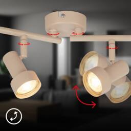 BRILONER Beige 4 Light Adjustable Metal Ceiling Spotlight for GU10 Bulbs - thumbnail 4