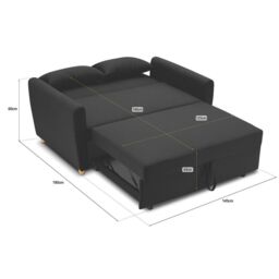 Bravich LTD Dahlia 2-Seater Pull Out Sofa Bed - Convertible Sleeper Sofa in Black - Size: 2 Seater - thumbnail 7