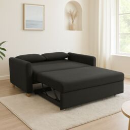 Bravich LTD Dahlia 2-Seater Pull Out Sofa Bed - Convertible Sleeper Sofa in Black - Size: 2 Seater - thumbnail 2