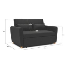 Bravich LTD Dahlia 2-Seater Pull Out Sofa Bed - Convertible Sleeper Sofa in Black - Size: 2 Seater - thumbnail 6