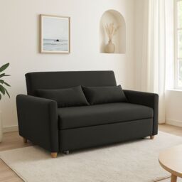 Bravich LTD Dahlia 2-Seater Pull Out Sofa Bed - Convertible Sleeper Sofa in Black - Size: 2 Seater