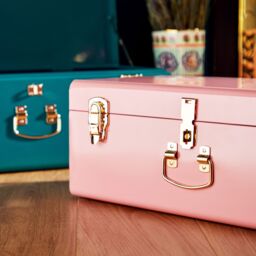 Beautify Set of Two Metal Teal & Pink Storage Boxes - thumbnail 6