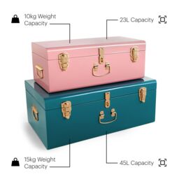 Beautify Set of Two Metal Teal & Pink Storage Boxes - thumbnail 8