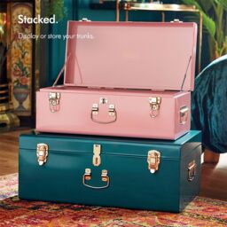 Beautify Set of Two Metal Teal & Pink Storage Boxes - thumbnail 5