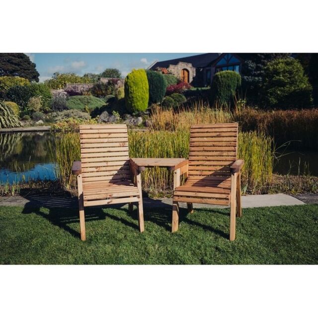 Churnet Valley Garden Furniture Ltd Valley Love Seat Angled - Timber - Flat Pack - Partially Assembled in Brown - image 1