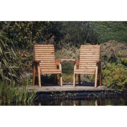 Churnet Valley Garden Furniture Ltd Valley Love Seat Angled - Timber - Flat Pack - Partially Assembled in Brown - thumbnail 3