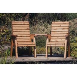 Churnet Valley Garden Furniture Ltd Valley Love Seat Angled - Timber - Flat Pack - Partially Assembled in Brown - thumbnail 4
