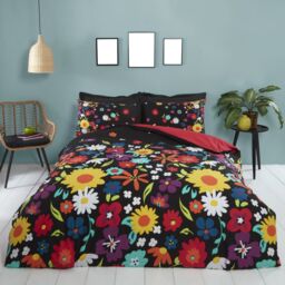 Rapport Home Brighton Floral Polycotton Duvet Cover Set With Pillowcase in Black - Size: Single - thumbnail 1