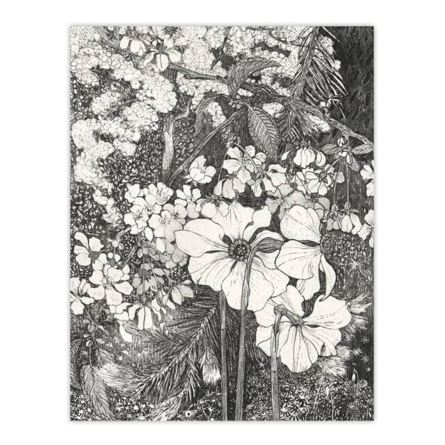 "Artery8 Spring Flowers Black & White Vintage Wall Art Print van Hoytema in Grey - Size: W12"" x H16""" - image 1