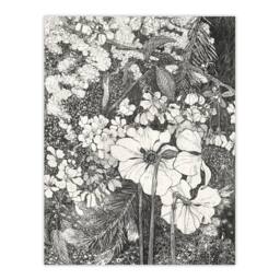 "Artery8 Spring Flowers Black & White Vintage Wall Art Print van Hoytema in Grey - Size: W12"" x H16""" - thumbnail 1