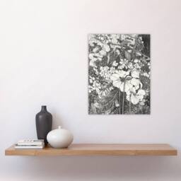 "Artery8 Spring Flowers Black & White Vintage Wall Art Print van Hoytema in Grey - Size: W12"" x H16""" - thumbnail 4