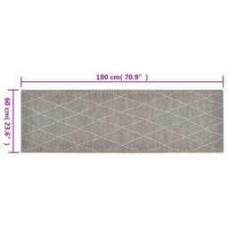 Berkfield Home Kitchen Rug Washable Rhombus 60x180 cm Velvet in Grey - thumbnail 5