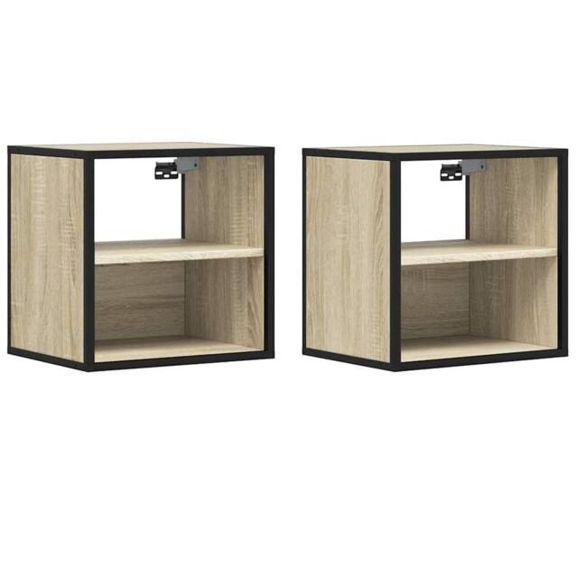 Berkfield Home Wall-mounted Bedside Cabinets 2 pcs Sonoma Oak 40x31x39.5 cm in Light Tan - image 1