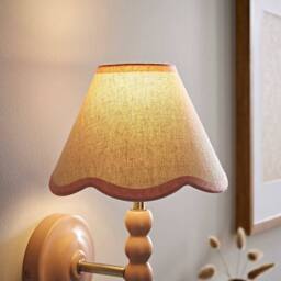 ValueLights Florie Natural Linen Tapered Scalloped Pastel Trim Mini Lamp Shade in Baby Pink