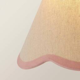 ValueLights Florie Natural Linen Tapered Scalloped Pastel Trim Mini Lamp Shade in Baby Pink - thumbnail 4