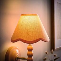 ValueLights Florie Natural Linen Tapered Scalloped Pastel Trim Mini Lamp Shade in Baby Pink - thumbnail 2