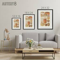"Artery8 Different Types of Cheese Mrs Beeton Framed Canvas Wall Art Print in Beige - Size: W12"" x H16""" - thumbnail 4