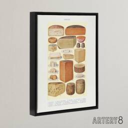 "Artery8 Different Types of Cheese Mrs Beeton Framed Canvas Wall Art Print in Beige - Size: W12"" x H16""" - thumbnail 2