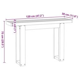 Berkfield Home Console Table NOAIN U-Shaped Legs 120x30x75 cm Solid Wood Pine in Brown - Size: 120 x 30 x 75 cm - thumbnail 9