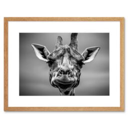 "Artery8 Wall Art Print Furlan Giraffe Head Face Framed in Beige - Size: W7"" x H9""" - thumbnail 1