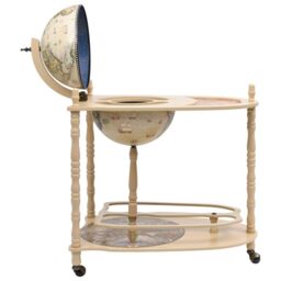Berkfield Home Freestanding Globe Bar Wind Stand Eucalyptus Wood Green - thumbnail 4