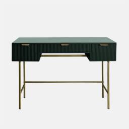 OHS Ribbed Dressing Table Vanity Makeup Desk with 3 Drawers in Dark Green - thumbnail 4