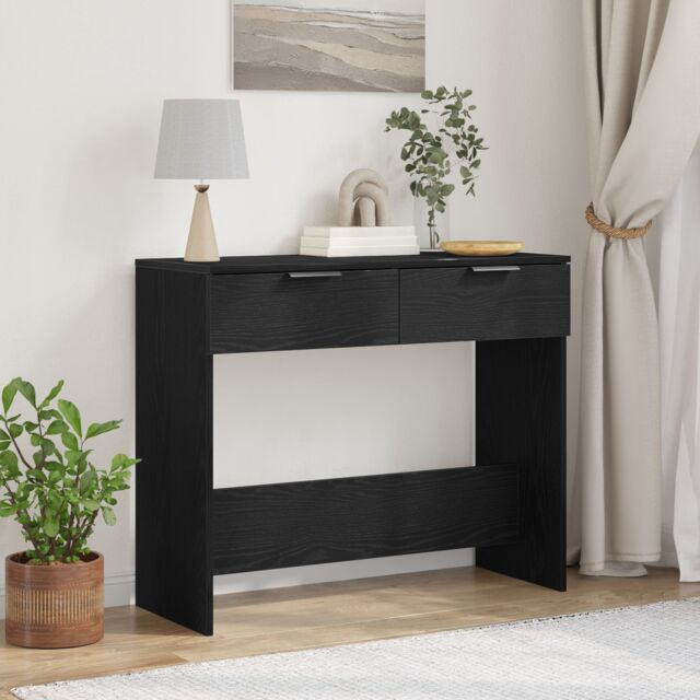 Berkfield Home Console Table Black Oak 90x36x75 cm Engineered Wood - Size: 90 x 36 x 75 cm - image 1