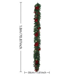 Leaper 1.8M Christmas Vine Hanging Decoration Garland with Lights in Green - thumbnail 6