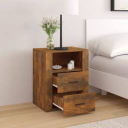 Berkfield Home Bedside Cabinet Smoked Oak 50x36x60 cm Engineered Wood in Brown - Size: 50 x 36 x 60 cm - thumbnail 3