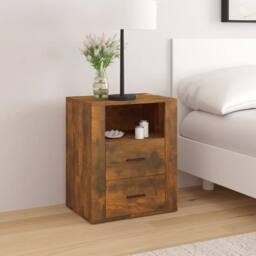 Berkfield Home Bedside Cabinet Smoked Oak 50x36x60 cm Engineered Wood in Brown - Size: 50 x 36 x 60 cm - thumbnail 2