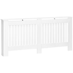 HOMCOM Radiator Cover Painted Slatted MDF Cabinet Lined Grill S/M/L in White - thumbnail 2