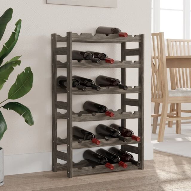 Berkfield Home Wine Rack for 30 Bottles Grey Solid Wood Pine - image 1