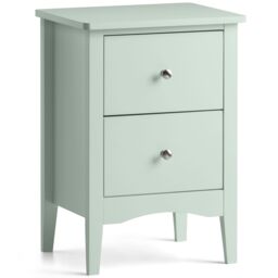 Christow Sage Bedside Table 2 Drawer Slim Bedroom Nightstand Storage Cabinet Unit in Light Green - thumbnail 2