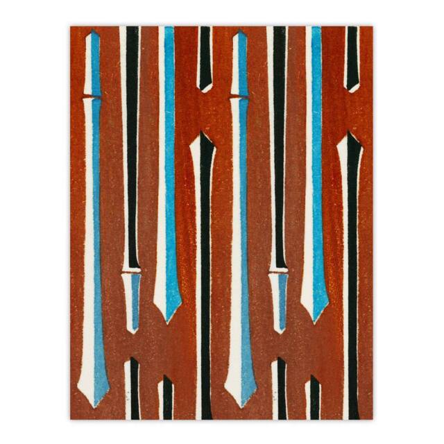 "Artery8 Vintage Japanese Bamboo Pattern Retro Japan Wall Art Print Korin in Red - Size: W12"" x H16""" - image 1