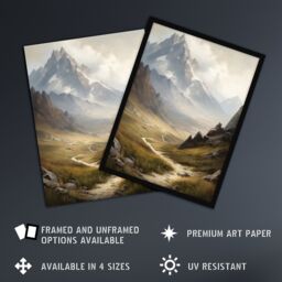 "Artery8 The Alps Path Switzerland Mountains A Panoramic Landscape Painting Large Wall Art Poster Print Thick Paper 18X24 Inch - Size: W18"" x H24""" - thumbnail 2
