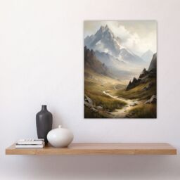 "Artery8 The Alps Path Switzerland Mountains A Panoramic Landscape Painting Large Wall Art Poster Print Thick Paper 18X24 Inch - Size: W18"" x H24""" - thumbnail 4