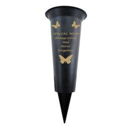 David Fischhoff Memorial Grave Plastic Spike Vase - Mum in Black - thumbnail 1