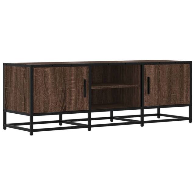 Berkfield Home TV Cabinet Brown Oak 120x35x41 cm Engineered Wood & Metal - Size: 120 x 35 x 41 cm - image 1