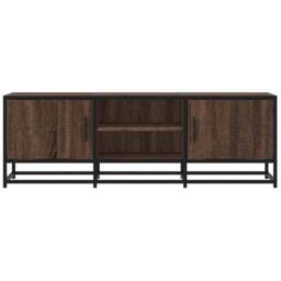 Berkfield Home TV Cabinet Brown Oak 120x35x41 cm Engineered Wood & Metal - Size: 120 x 35 x 41 cm - thumbnail 4