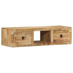 Berkfield Home Wall-mounted TV Cabinet 100x32x25 cm Solid Wood Rough Mango in Brown - Size: 100 x 32 x 25 cm - thumbnail 1