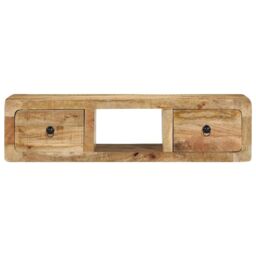 Berkfield Home Wall-mounted TV Cabinet 100x32x25 cm Solid Wood Rough Mango in Brown - Size: 100 x 32 x 25 cm - thumbnail 2