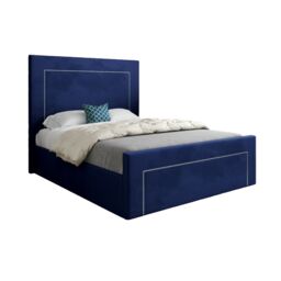 KDMD Lucca Upholstered Soft Velvet Blue Bed Frame - Size: Small Double - thumbnail 5