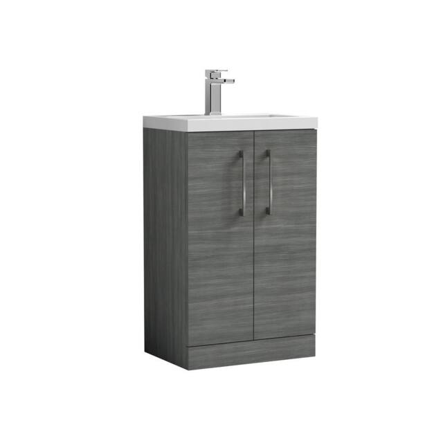 Balterley Bathroom Vanity Basin Unit, Brushed Pewter Handles, 500mm, Wood Grey - image 1