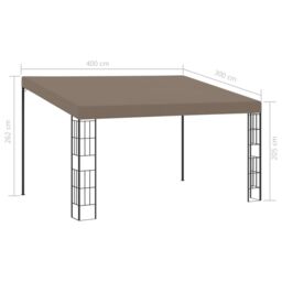 Berkfield Home Wall-mounted Gazebo 4x3 m Taupe Fabric in Beige - thumbnail 5