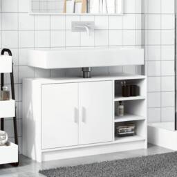 Berkfield Home Sink Cabinet White 90x29x55 cm Engineered Wood - Size: 90 x 29 x 55 cm - thumbnail 3