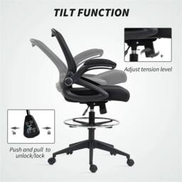 Nordara Office Stool, 360 Degree Swivel Height Adjustable Chair, Black - Size: 100 cm x 60 cm - thumbnail 3