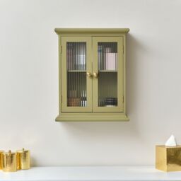 Melody Maison Olive Green Reeded Glass Wall Cabinet in Dark Green - thumbnail 5