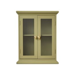 Melody Maison Olive Green Reeded Glass Wall Cabinet in Dark Green